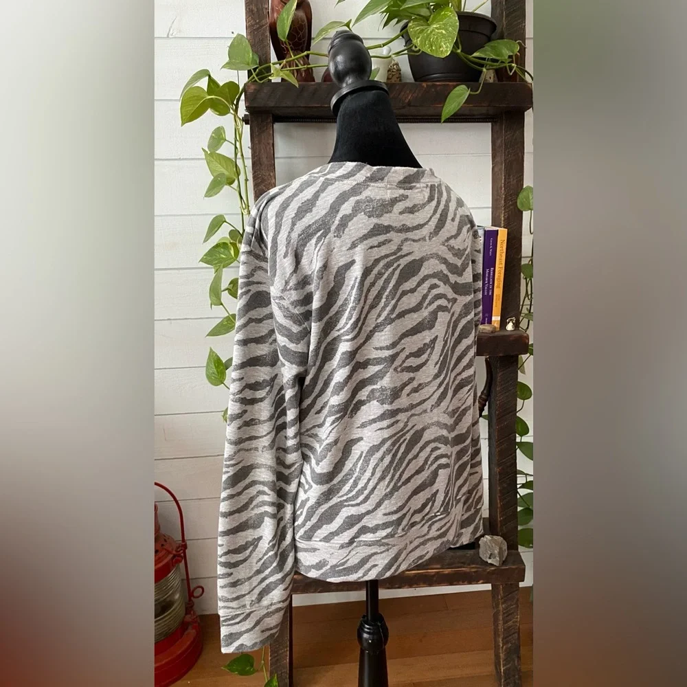 Knox Rose: Gray Zebra Print Sweatshirt with Twist Front